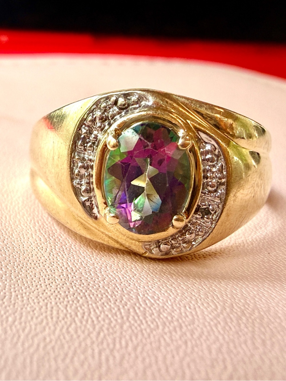 Vintage Mystic Topaz Fire Topaz in 10kt gold ring size 10
